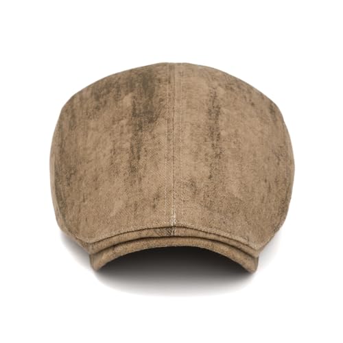 Quanhaigou Unisex Denim Newsboy Hats Flat Ivy Gatsby Cabbie Driving Berets Hat Cotton Dad Cap for Men Women - color: Retro Coffee