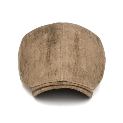 Quanhaigou Unisex Denim Newsboy Hats Flat Ivy Gatsby Cabbie Driving Berets Hat Cotton Dad Cap for Men Women - color: Retro Coffee