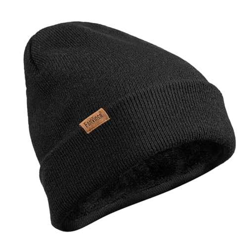 Beanie for Men Winter Thermal Cuffed Knit Hat Warm Gifts Womens Beanies - color: Black