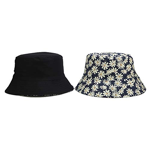Unisex Print Double-Side-Wear Reversible Bucket Hat - color: Chrysanthemum