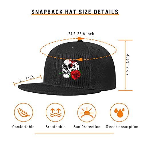 Skateboard Hat Snapback Hats for Men Flat Bill Hats for Boy Adjustable Baseball Cap for Teens Hip Hop Sports - color: Horror Skull