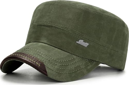 Cadet Hat Flat Top Hats Army Military Caps for Men Women - color: Green C