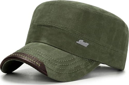 Cadet Hat Flat Top Hats Army Military Caps for Men Women - color: Green C