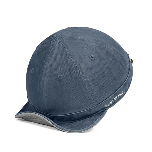 CLAPE Short Brim Baseball Cap for Men, Cotton Adjustable Travel Hat - color: Clsb06-washed Blue