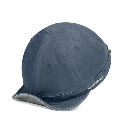 CLAPE Short Brim Baseball Cap for Men, Cotton Adjustable Travel Hat - color: Clsb06-washed Blue