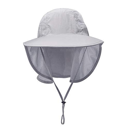 Unisex Outdoor Activities UV Protecting Sun Hats with Neck Flap - color: .Light-grey