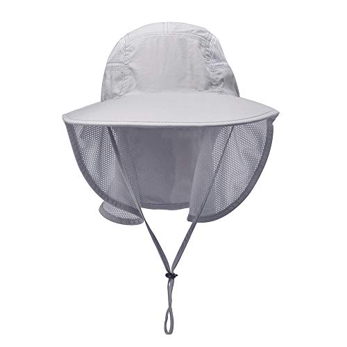 Unisex Outdoor Activities UV Protecting Sun Hats with Neck Flap - color: .Light-grey