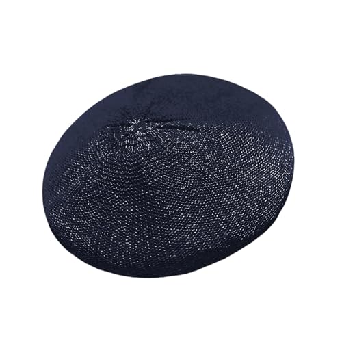 Women Lightweight Beret Floral Hollow Out Hat Breathable French Beret Beanie Hat Cap for Spring Summer - color: Dk.blue 6#