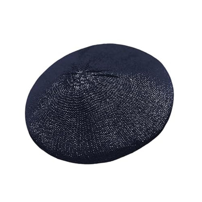 Women Lightweight Beret Floral Hollow Out Hat Breathable French Beret Beanie Hat Cap for Spring Summer - color: Dk.blue 6#