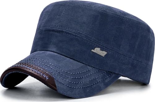 Cadet Hat Flat Top Hats Army Military Caps for Men Women - color: Navy C