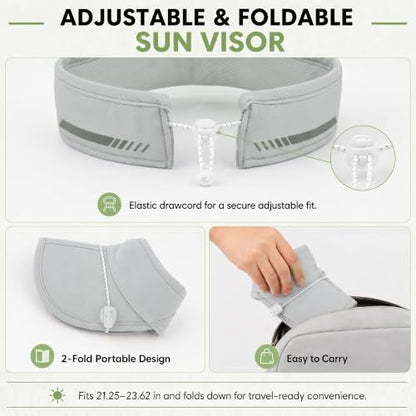 Sun Visor Caps Foldable Brim Adjustable Visor Hats for Women Men - color: 2# Lightgrey