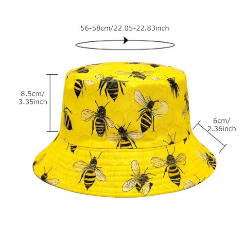 Quanhaigou Bucket Hats Unisex Summer Travel Beach Fisherman Cap for Men Women Teens - color: Honey Bee