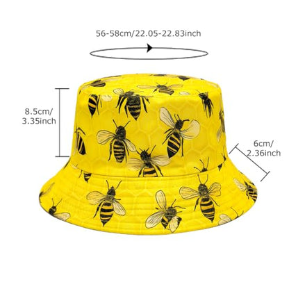 Quanhaigou Bucket Hats Unisex Summer Travel Beach Fisherman Cap for Men Women Teens - color: Honey Bee