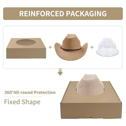 Cowboy Hats for Women and Men with Wide Brim Felt Suede Western Hats for Cowgirls and Cowboys - color: Coffeel