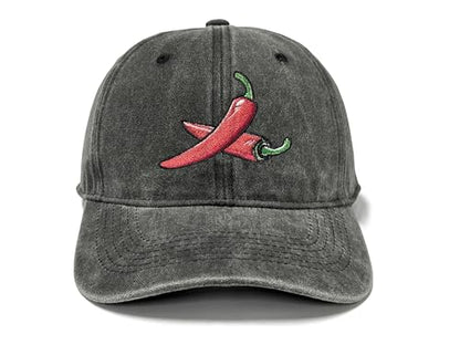 Adjustable Embroidery Hat for Men Women, Gift Baseball Cap for Adult - color: Red Chili Peppers (Washed Black)