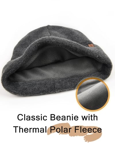 FURTALK Mens Winter Fleece Lined Knit Cuffed Beanie - color: Mix Grey
