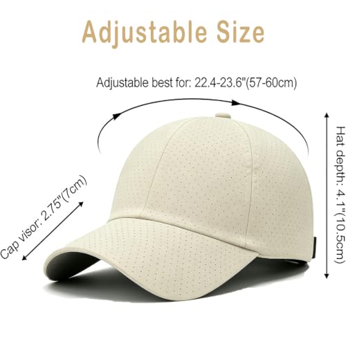 Quick Dry Baseball Cap with Adjustable Strap - color: Almond