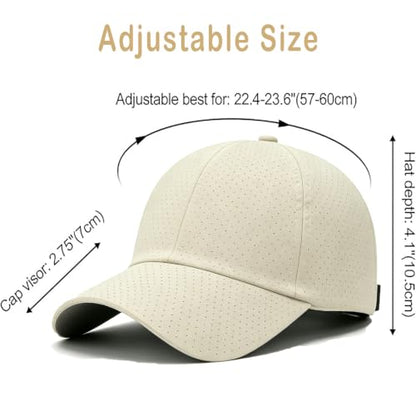 Quick Dry Baseball Cap with Adjustable Strap - color: Almond