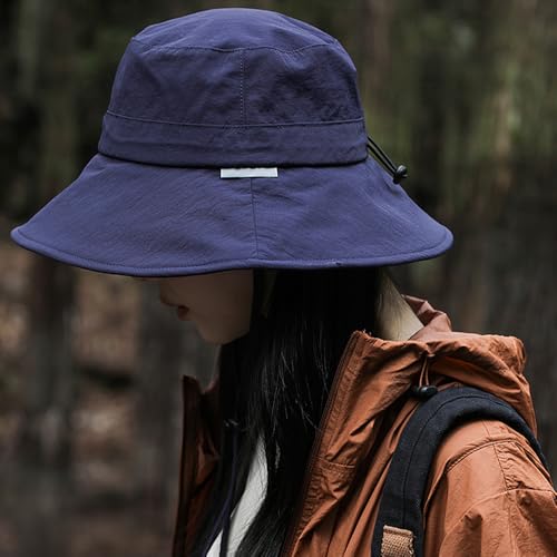 Waterproof Bucket Hat for Men Women Quick Dry Sun Hat Fishing Safari Hat Adjustable Chin Strap UV Protection - color: Blue