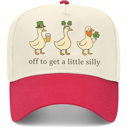 Off to Get A Little Silly Hat | St. Patrick's Day | Premium Adjustable Snapback Baseball Trucker Hats for Men & Women - color: Red/Natural