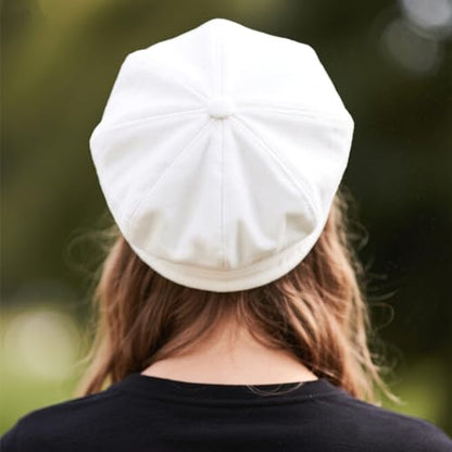 Newsboy Cabbie Baker Boy Hat Beret Cap for Women Pageboy Hats Flat Visor Cap Sailor Hat Adjustable - color: White