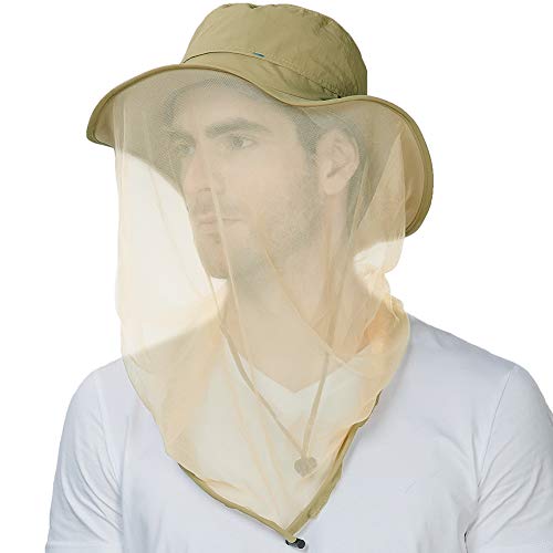 Comhats Mosquito Net Sun Hat for Men, Waterproof UPF 50+ Wide Brim - color: 99742_khaki, size: Medium-Large