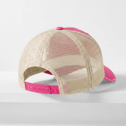 CHOK.LIDS Washed Trucker Hat Unstructured Distressed Pigment Dyed Cap - color: (Hot Pink)