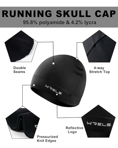WRELS Winter hat Running Skull Cap Breathable Helmet Liner Cycling Beanie Sweat Wicking Hockey Head Caps for Men Women - color: Black*2