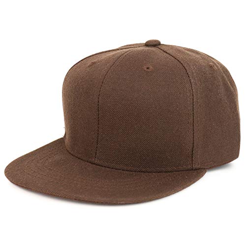 Armycrew Youth Kid's Solid Color Flat Bill Snapback Baseball Cap - color: Brown