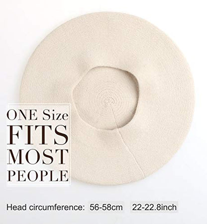 Sumolux Women Beret Hat French Beret Beanie Cap Classic Solid Color - color: Beige, size: One Size
