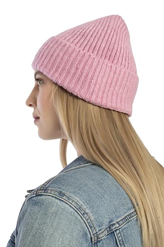 Seamless Beanie Cap, Acrylic Unisex Winter Beanie - color: Light Pink