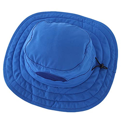 Connectyle Kids Sun Hat for Boys Girls Wide Brim Bucket Hat UPF 50+ Sun Protection Hat Breathable Summer Beach Hat - color: Blue