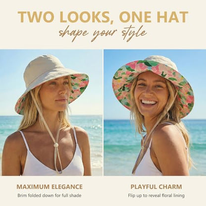 TOP-EX ChicPony Women's UPF 50+ Cotton Linen Wide Brim Sun Hat - color: Black, size: Medium