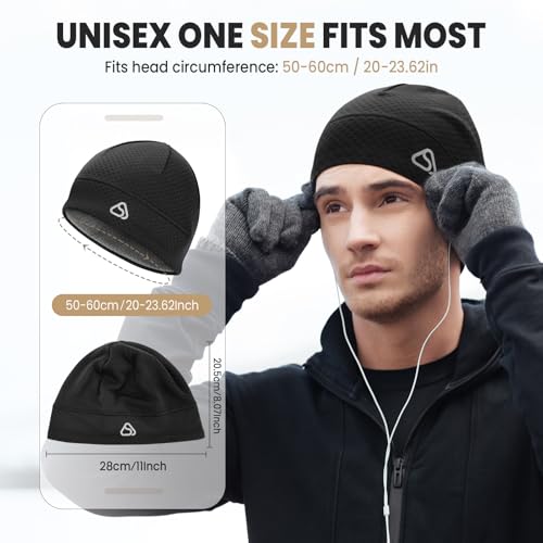 Skull Cap for Men Women Unidirectional Moisture Absorption & Sweat Wicking Quick-Dry Running Hat Beanie, Thermal Helmet Liner - color: Black + Navy Blue