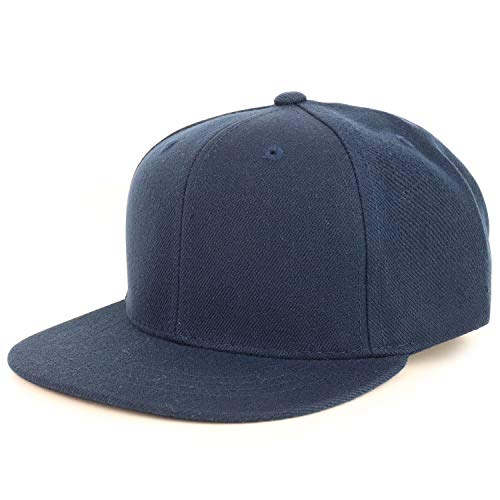 Armycrew Youth Kid's Solid Color Flat Bill Snapback Baseball Cap - color: Navy
