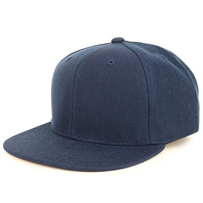 Armycrew Youth Kid's Solid Color Flat Bill Snapback Baseball Cap - color: Navy