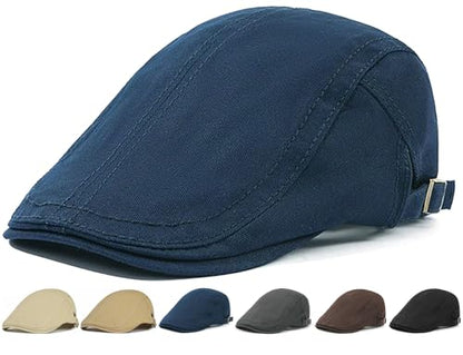 Initlove Mens Newsboy Cap Cotton Ivy Hat Beret Hats for Driving - color: Navy