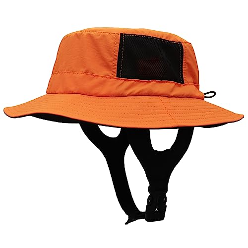 Men Bucket Hat Wide Brimmed Foldable Ladies Surf Sun Hat UPF50+ - color: Orange