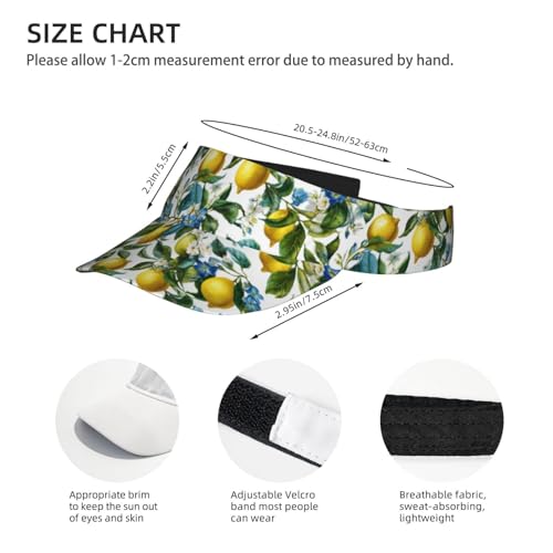 Unisex Adjustable Sports Sun Visor - color: Blue Floral Lemon