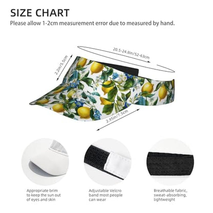 Unisex Adjustable Sports Sun Visor - color: Blue Floral Lemon