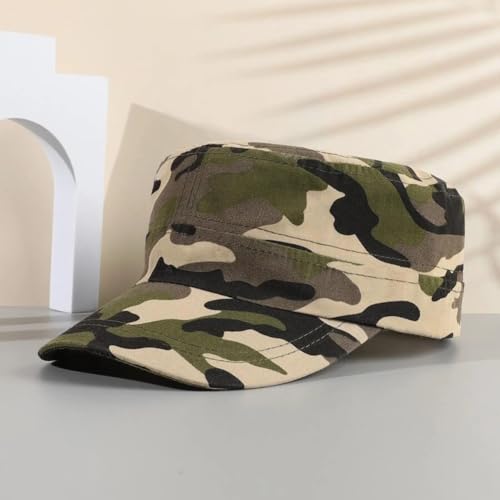 2 Pack Cadet Army Caps Flat Top Military Hats for Men Women - color: Jungle Camo