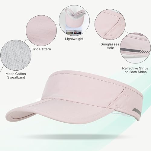 Sun Visor Caps Foldable Brim Adjustable Visor Hats for Women Men - color: 2# Dustypink