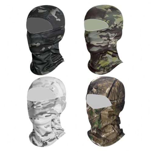 Balaclava Ski Mask 4 Pack Sun Protection Hood Full Head Cover for Men Women - color: Camo