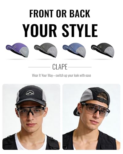 CLAPE Quick Dry Short Brim 5 Panel Hat, Water Resistant Nylon Cap - color: Clsb03-black