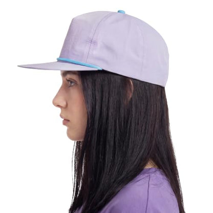 TOPTIE 5-Panel Rope Snapback Baseball Cap, Adjustable Flat Brim Hat, Quick Dry Soft Top Cap for Men Women Outdoor - color: Light Purple/Light Blue