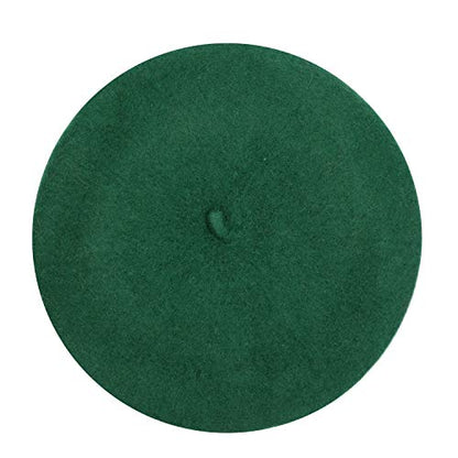 Gllutt Women Wool Beret Hat French Style Solid Color - color: Dark Green