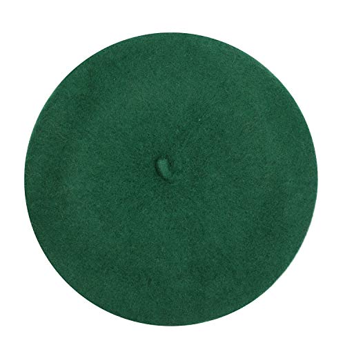 Gllutt Women Wool Beret Hat French Style Solid Color - color: Dark Green