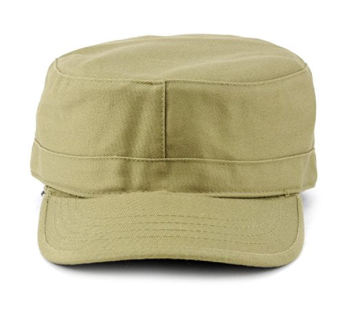 NYFASHION101 Fashionable Solid Color Unisex Fitted Army Military Cadet Cap - color: Khaki, size: Small