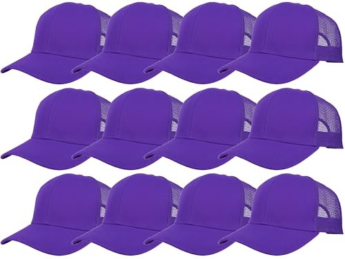 Gelante Mesh Trucker Hat Baseball Cap Structured Front Panel Wholesale LOT 12 Pack - color: Purple
