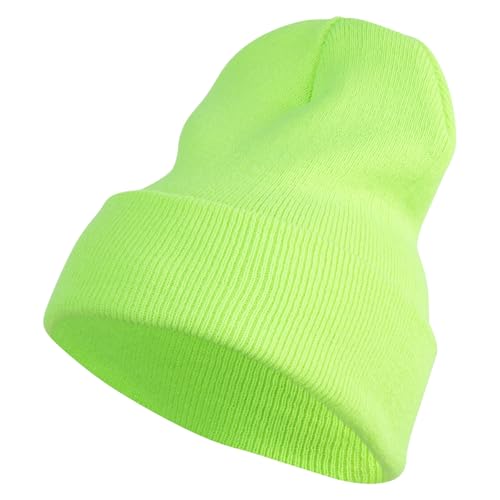 e4Hats.com 12 inch Cuffed Knit Long Beanie - color: Safety Green